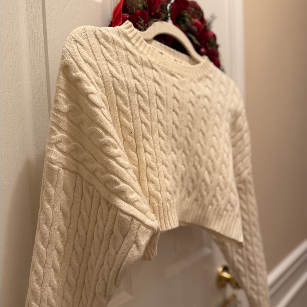 Altar'd State Ivory Cable Knit Sweater